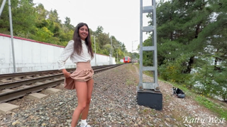 Risky Public Sex on the Rails, we were Caught but we Continued to Fuck_Katty West_1080p.mp4